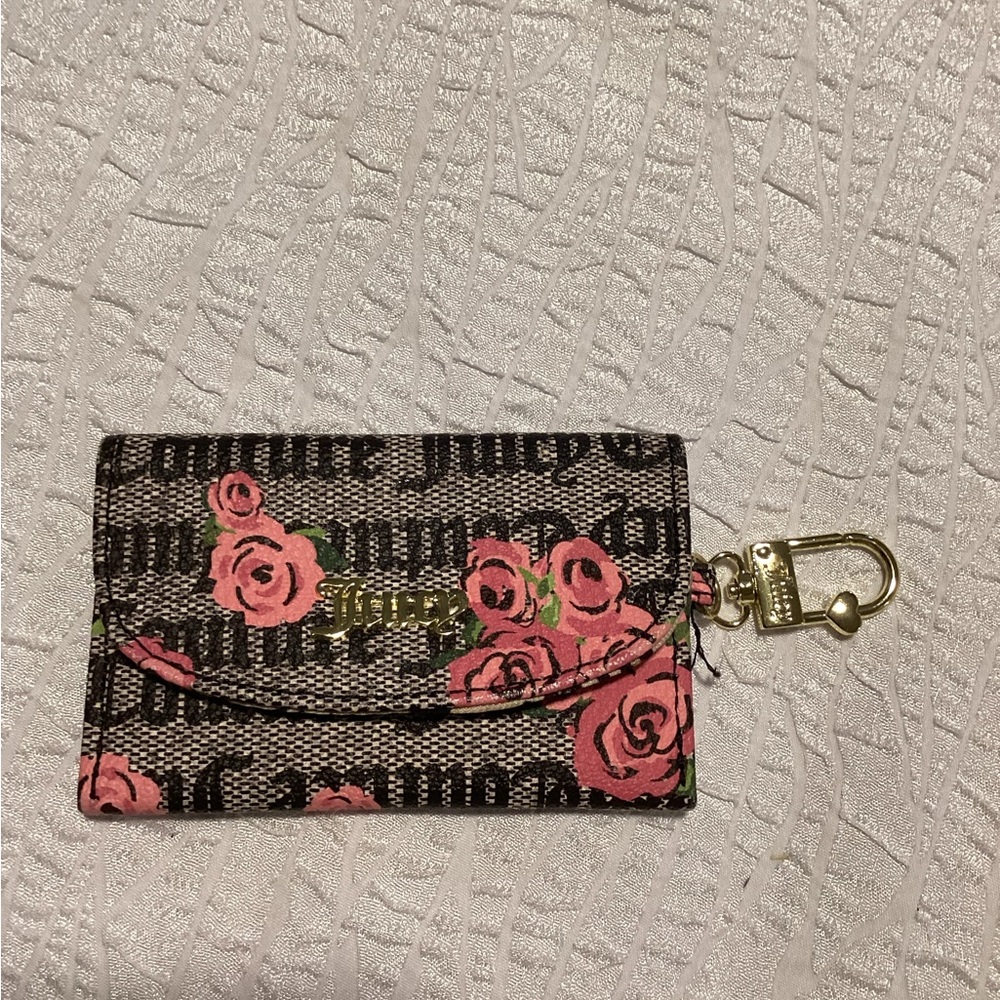 Juicy Couture Pink Floral Card Holder with Gold Clasp